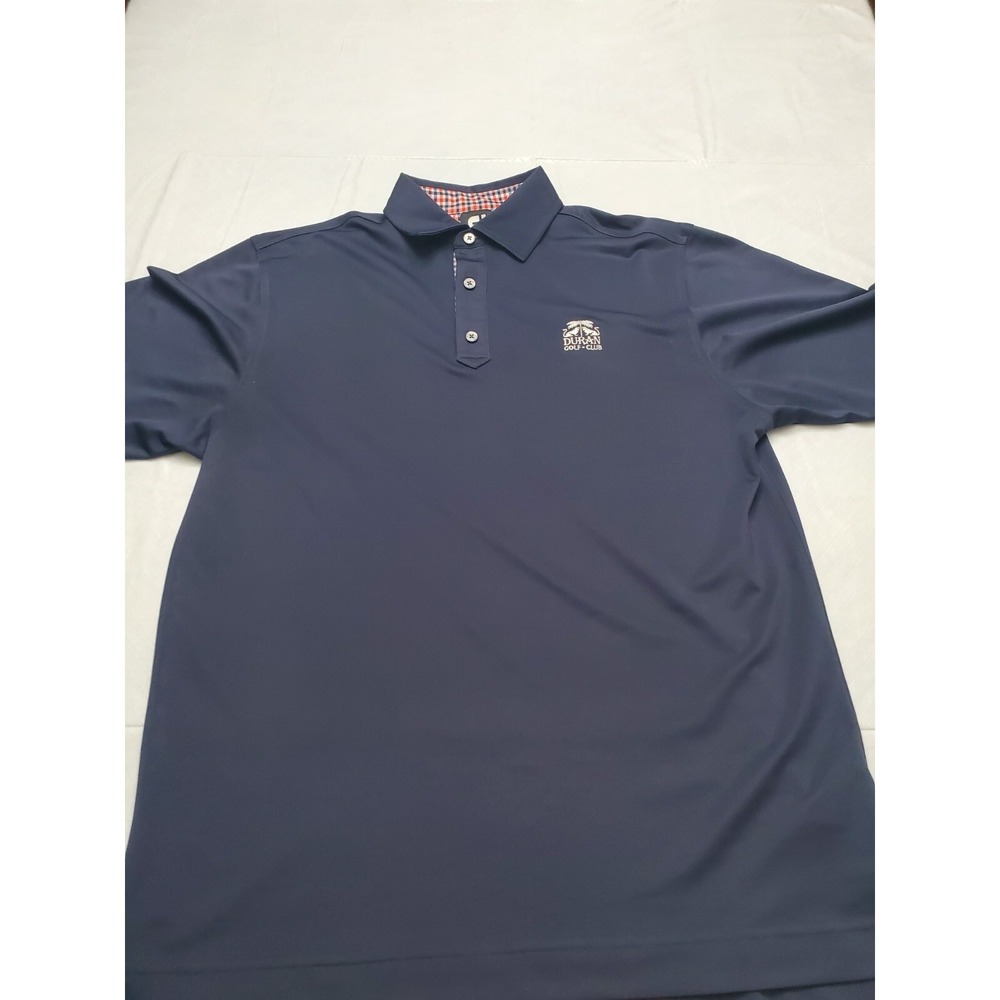 Footjoy FJ Golf Shirt Mens Medium Blue Athletic Fit Performance Stretch Preppy